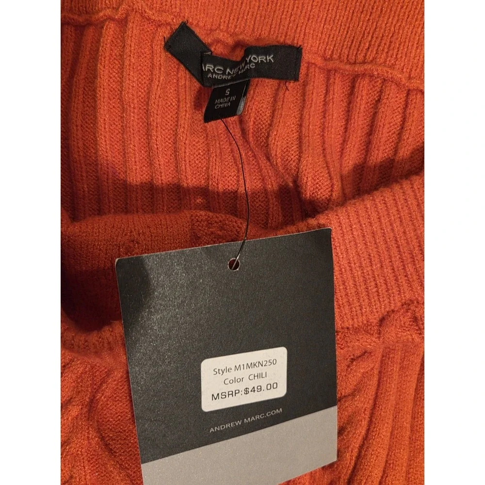 NWT Marc New York Andrew Marc Cable Knit Pencil Skirt Chili Burnt Orange Size S